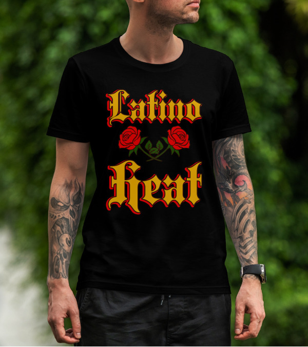 Latino Heat Red Roses Bold Font T-Shirt