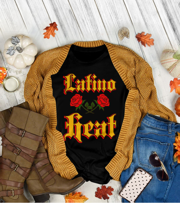 Latino Heat Red Roses Bold Font T-Shirt