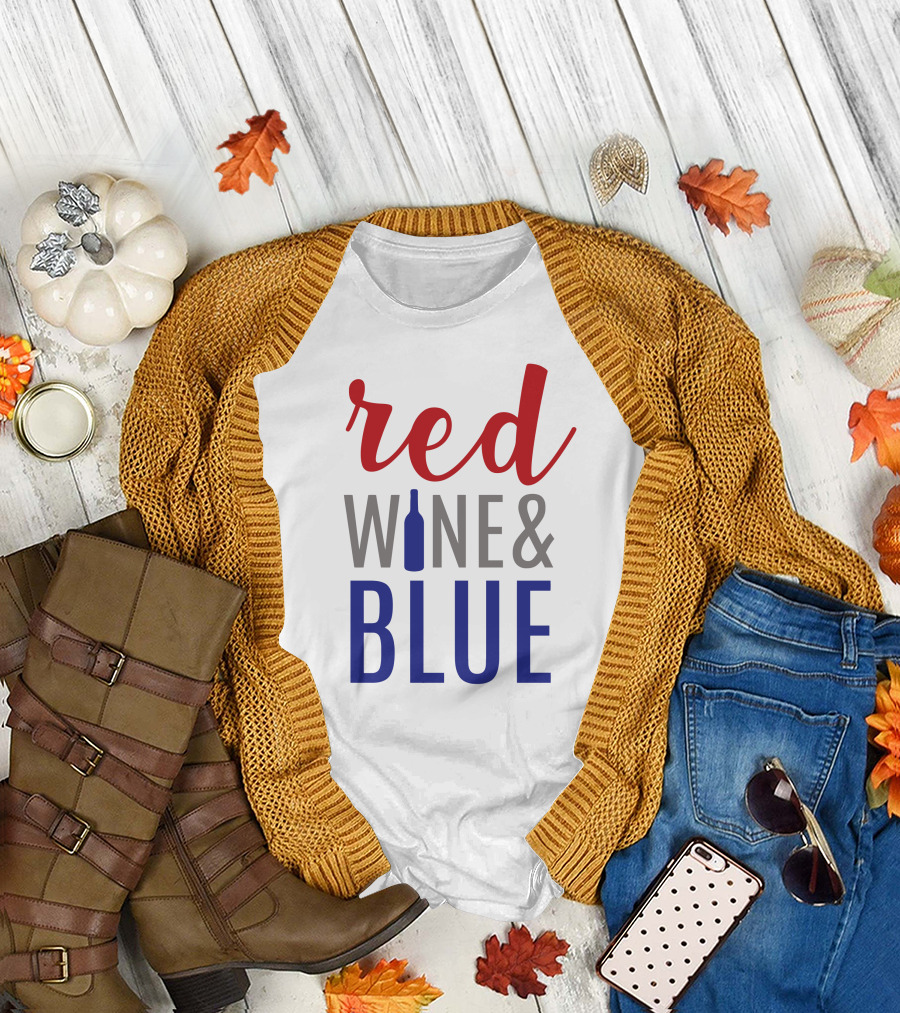 Red Wine Bottle And Blue T-Shirt
