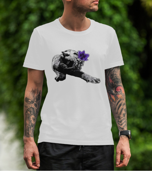 Spirit Blossom Wolf With Purple Flower T-Shirt