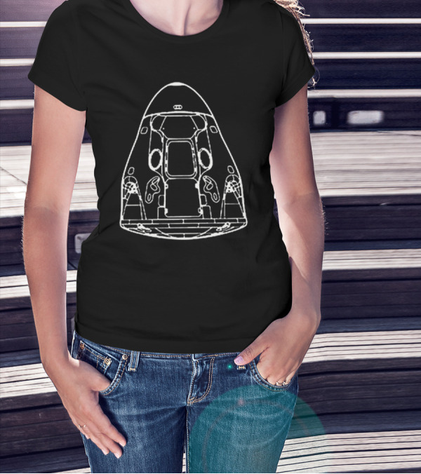 Nasa Spacex Crew Dragon Capsule Diagram T-Shirt