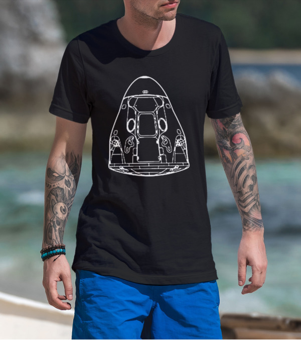 Nasa Spacex Crew Dragon Capsule Diagram T-Shirt