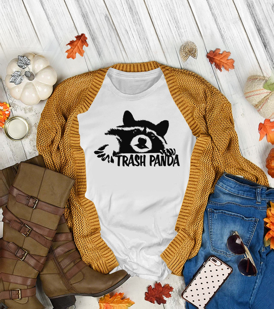 Trash Panda Raccoon Peeking Out T-Shirt