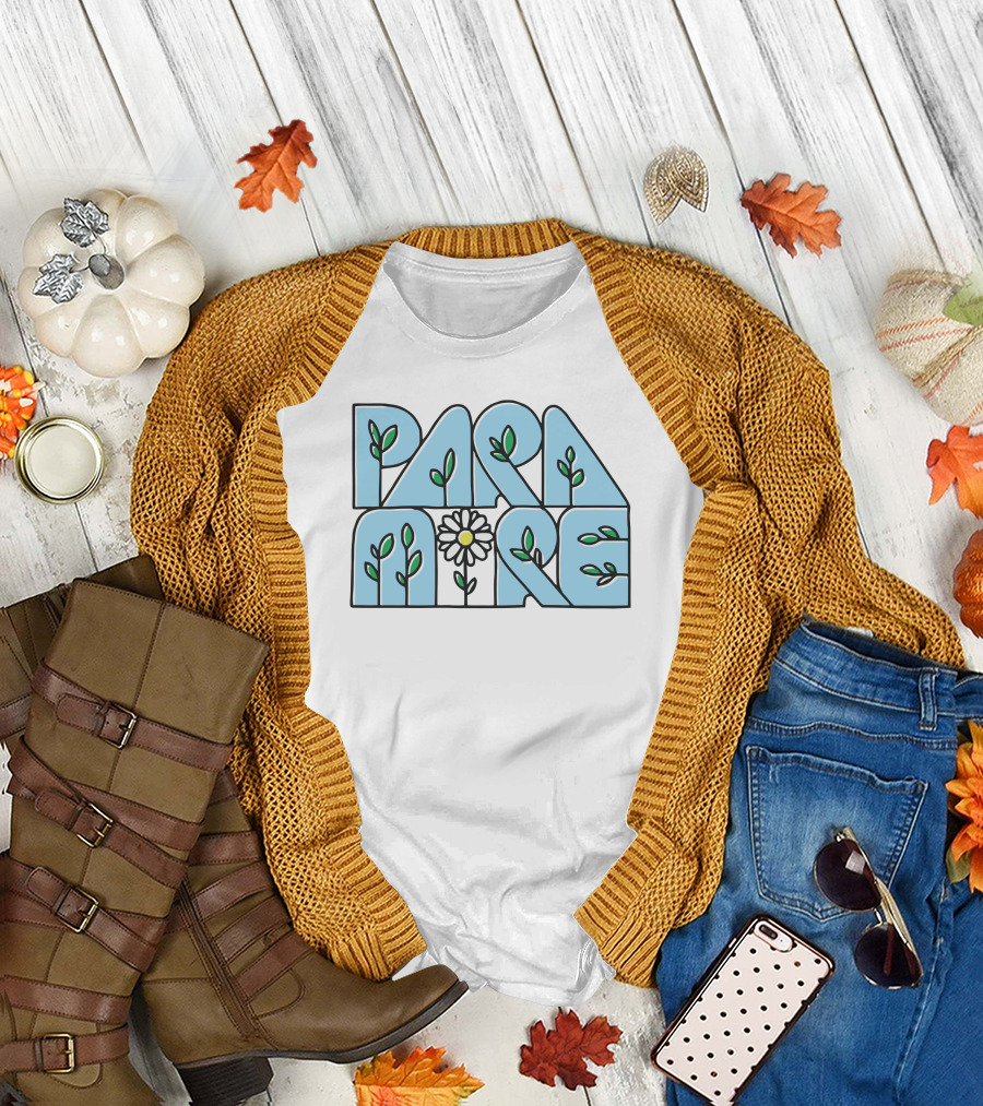 Paramore Flower Leaf Blue Text T-Shirt