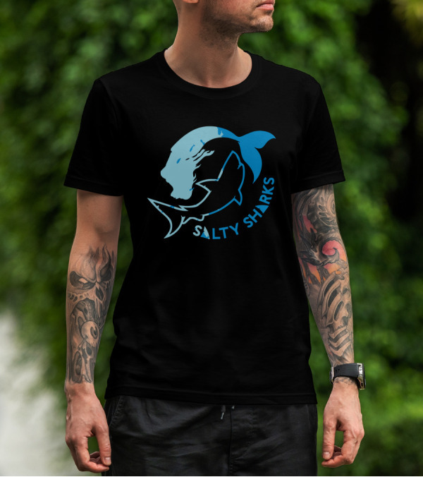 Salty Sharks Logo Blue Ocean Theme Salty Sharks T-Shirt