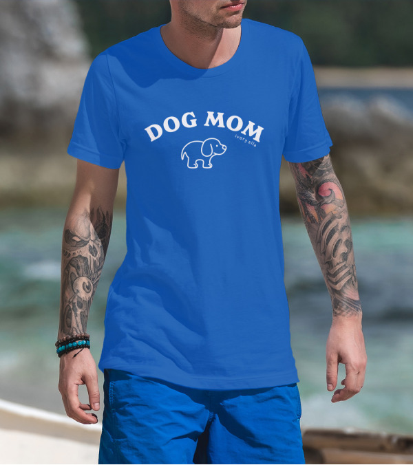 Natalie Decker Ivory Ella Dog Mom Blue T-Shirt