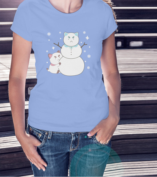 Bee And Puppycat Cute Snowman Scene T-Shirt