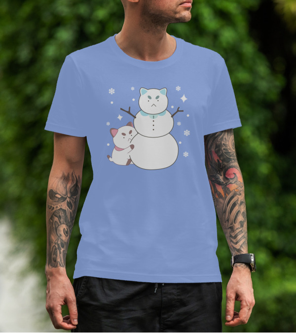 Bee And Puppycat Cute Snowman Scene T-Shirt