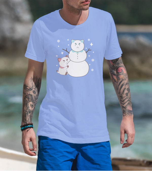 Bee And Puppycat Cute Snowman Scene T-Shirt
