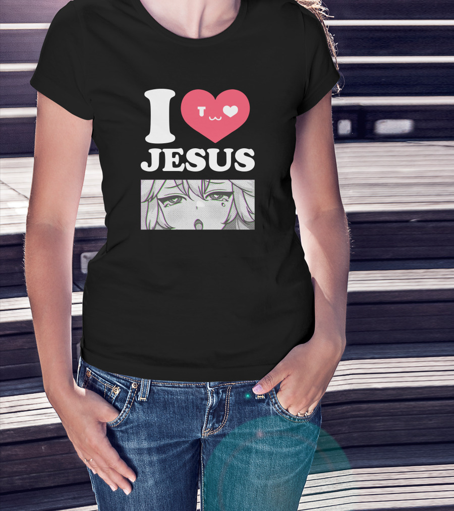 Vshojo I Love Jesus Heart Anime Face UwU Expression T-Shirt