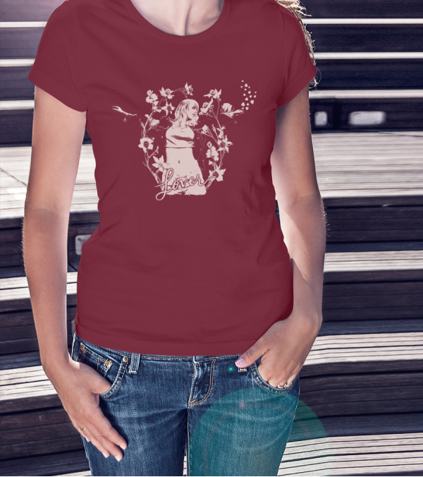 Taylor Swift Lover Floral Silhouette Summer T-Shirt