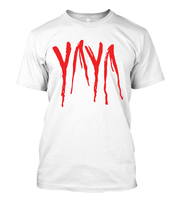 Yaya Dripped Red Text Style Six Nine White T-Shirt
