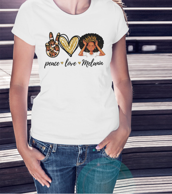 Peace Love Melanin Black Lives Matter Human Rights Equality Empowerment Icons T-Shirt
