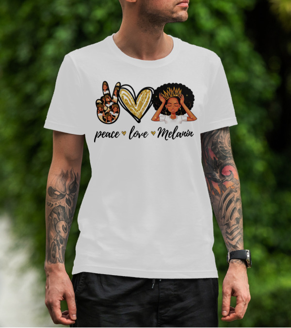 Peace Love Melanin Black Lives Matter Human Rights Equality Empowerment Icons T-Shirt