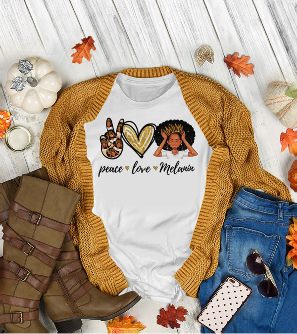 Peace Love Melanin Black Lives Matter Human Rights Equality Empowerment Icons T-Shirt