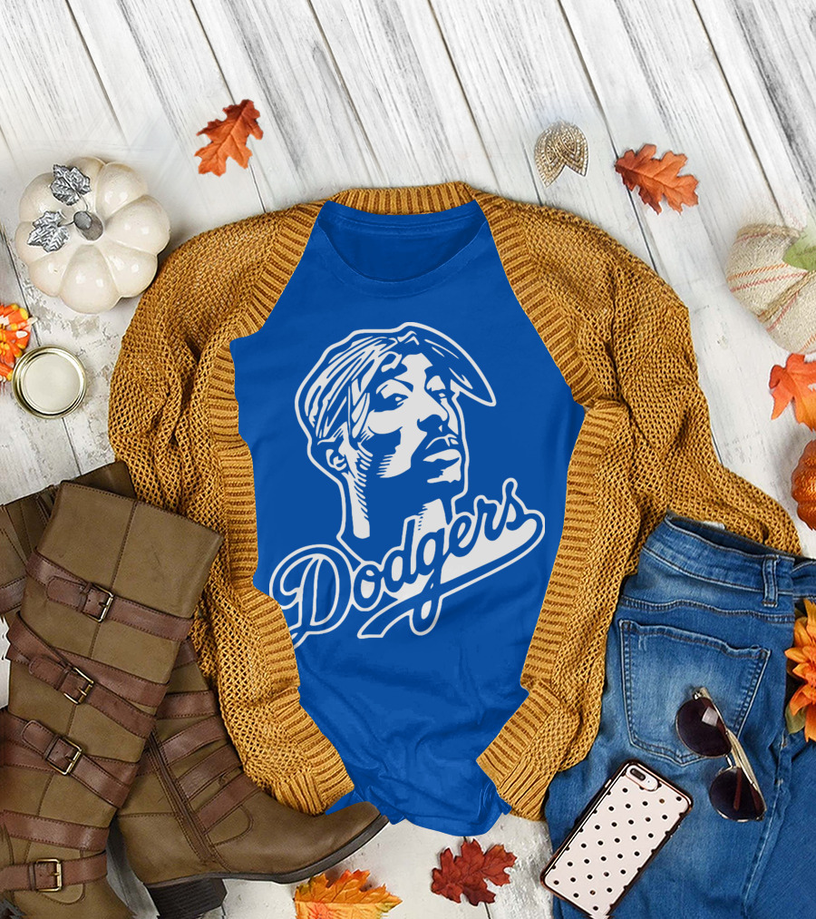 Tupac Dodgers Urban Streetwear Icon Collaboration T-Shirt