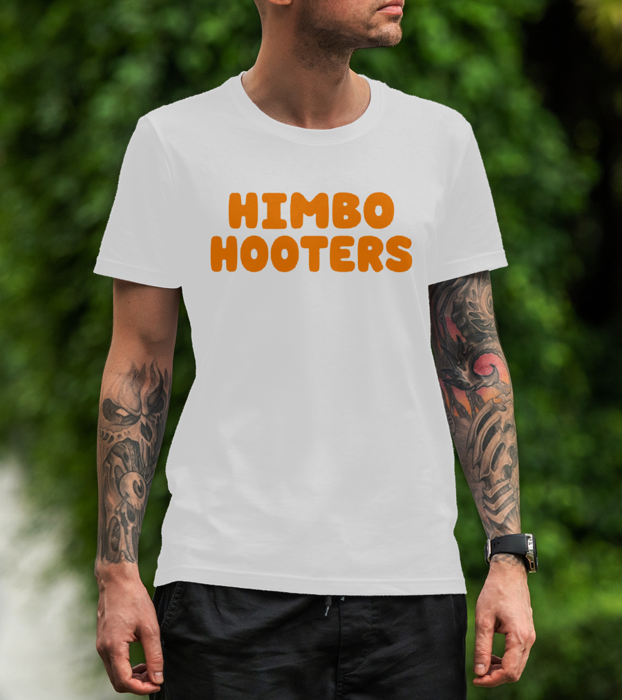 Himbo Hooters Bold Orange Retro-Inspired Text T-Shirt