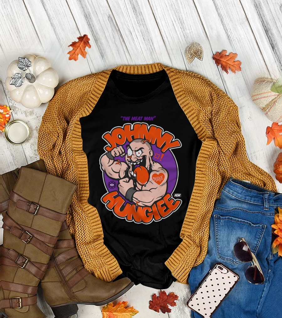 AEW Johnny Hungiee The Meat Man Budge T-Shirt