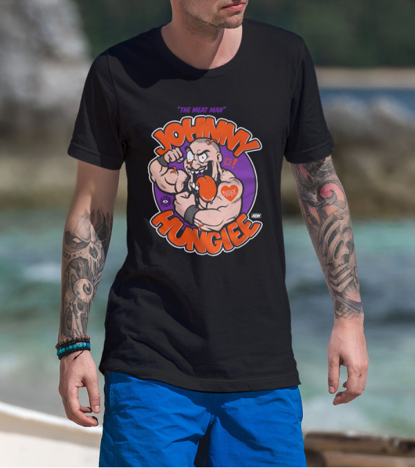 AEW Johnny Hungiee The Meat Man Budge T-Shirt