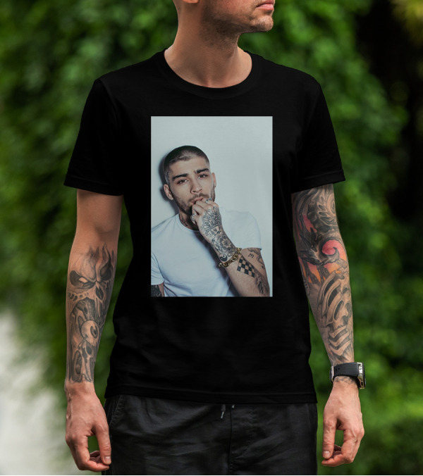 Zayn Malik Tattoo Style White Tee Casual Look T-Shirt