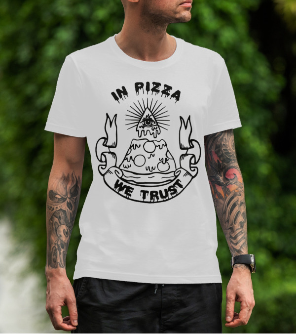 In Pizza We Trust Eye Pyramid Slice T-Shirt
