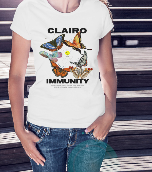 CLAIRØ IMMUNITY Butterflies Album Tracklist Live Music T-Shirt