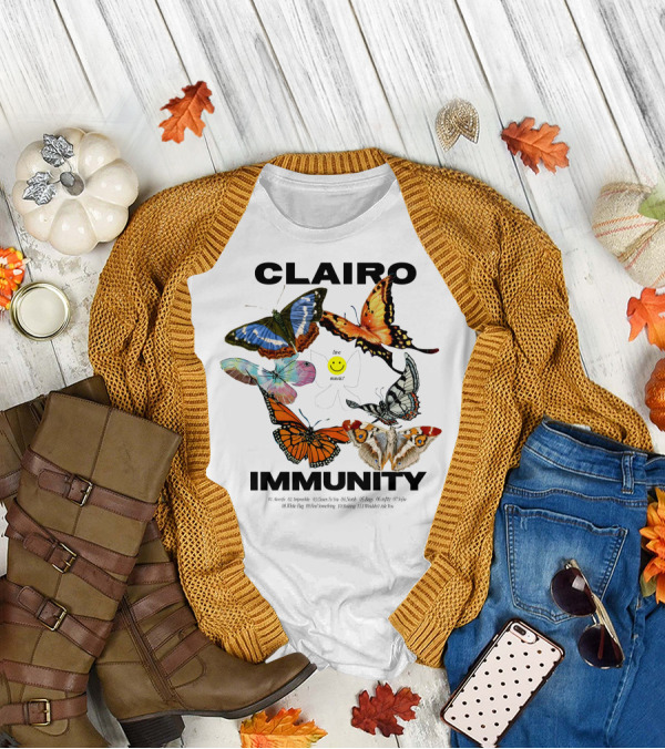 CLAIRØ IMMUNITY Butterflies Album Tracklist Live Music T-Shirt
