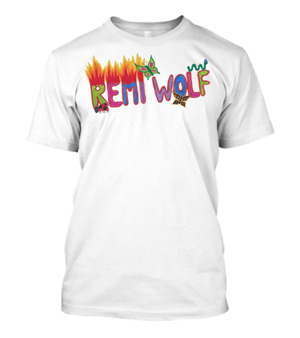 Remi Wolf Colorful Flame And Butterfly Text T-Shirt