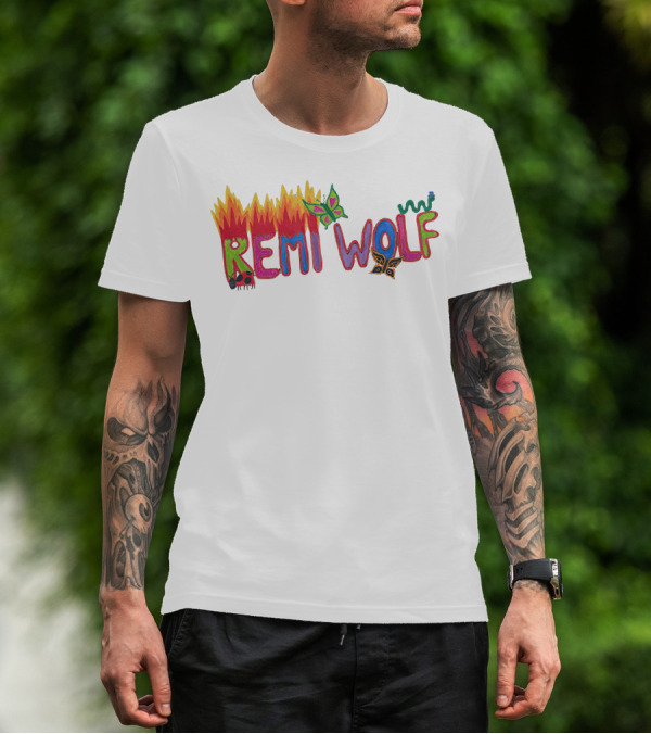 Remi Wolf Colorful Flame And Butterfly Text T-Shirt