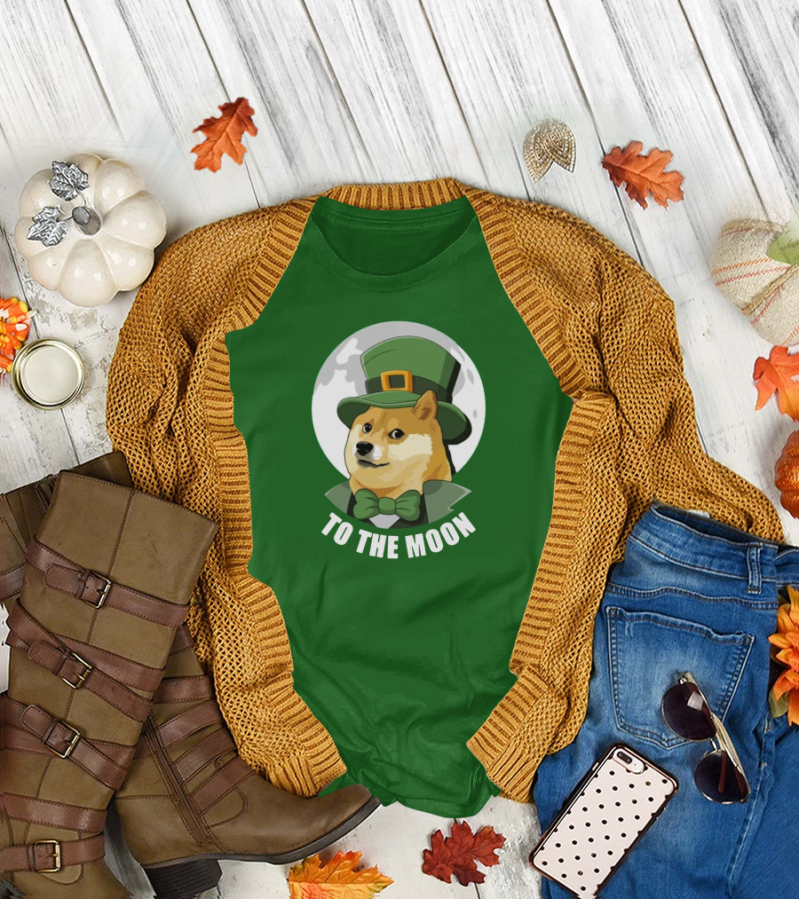 TO THE MOON Doge Leprechaun T-Shirt