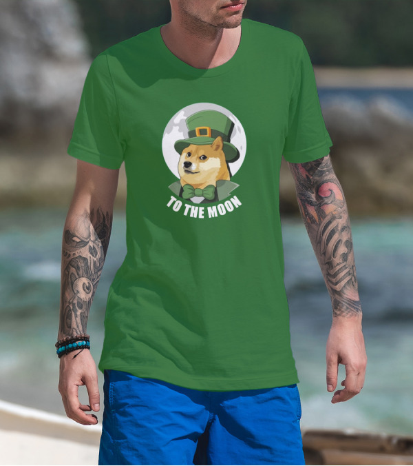TO THE MOON Doge Leprechaun T-Shirt