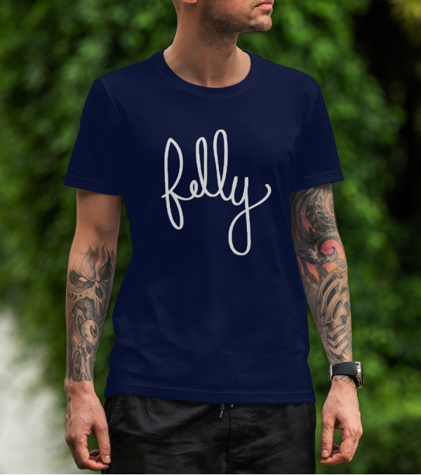 Felly Handwritten Script Navy T-Shirt