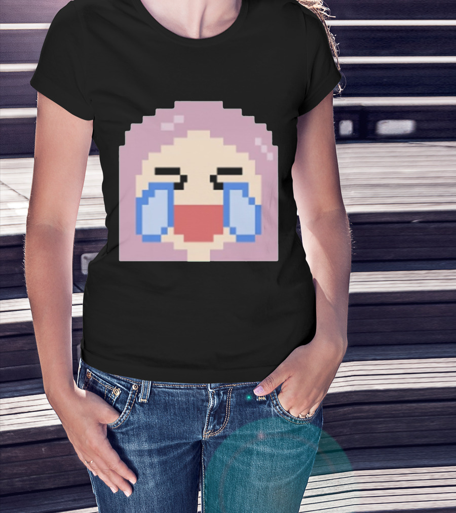Fufambam Shop Pixel Art Crying Laughing Face T-Shirt