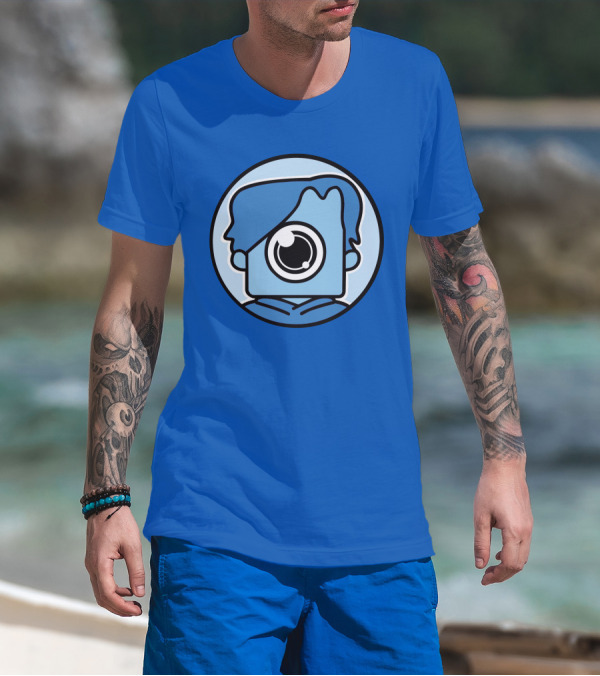 NewScapePro Blue Circle Cartoon Character With Camera Eye T-Shirt