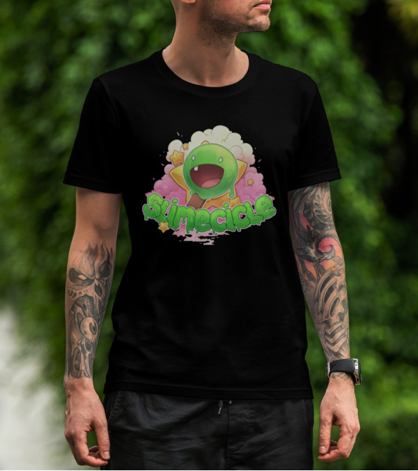 Slimecicle Cute Starry Green Slime Character T-Shirt