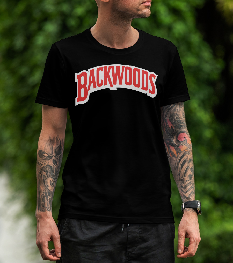 Backwoods Logo Red Arched Text T-Shirt