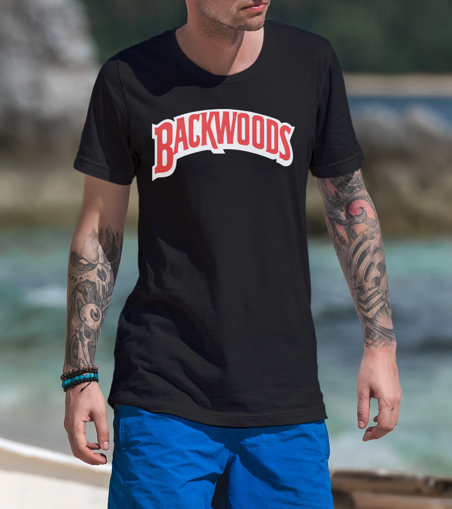 Backwoods Logo Red Arched Text T-Shirt
