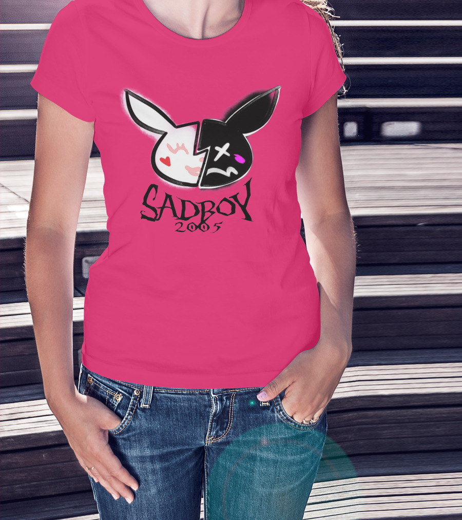 SADBOY 2005 Bunny Logo Pink Background T-Shirt