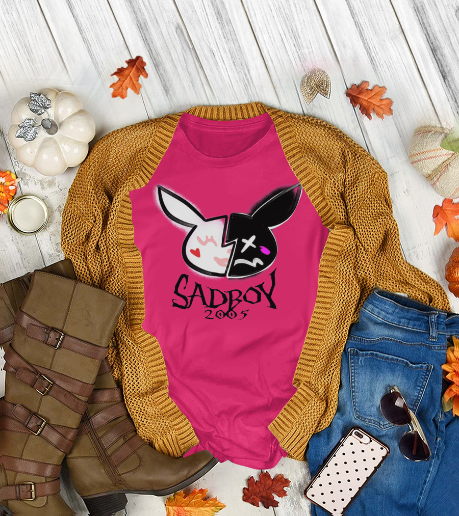 SADBOY 2005 Bunny Logo Pink Background T-Shirt