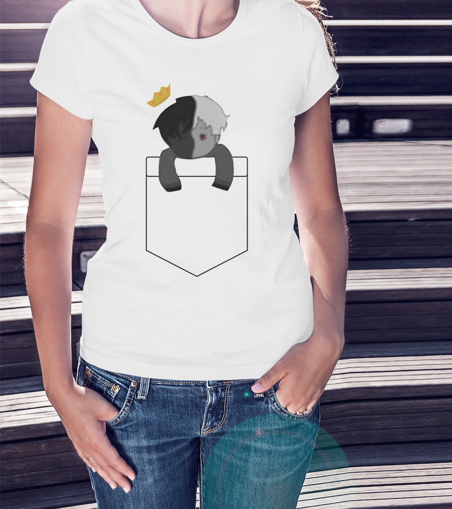 Ranboo Dual-Toned Character With Crown In Pocket T-Shirt