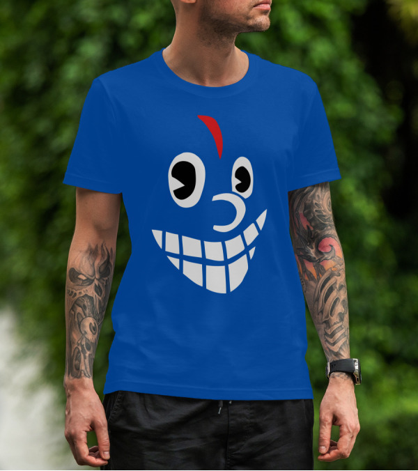 Lil Darkie Merch Blue Face Grin Red Accent T-Shirt