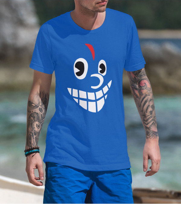 Lil Darkie Merch Blue Face Grin Red Accent T-Shirt