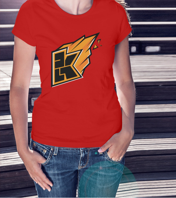 Kwebbelkop Merch Orange K Logo With Flame Effect T-Shirt