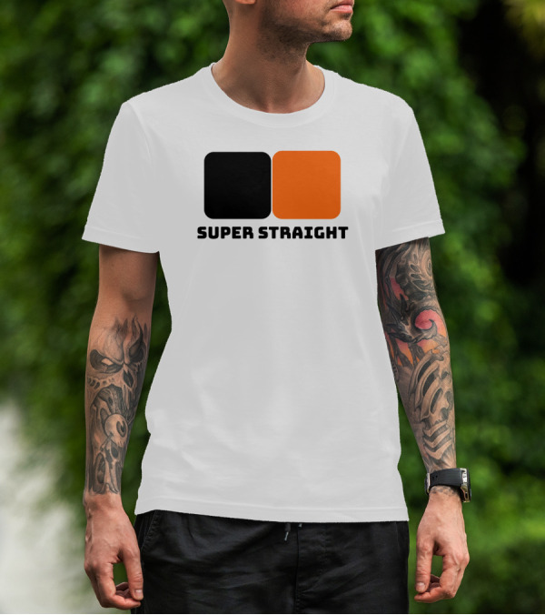 Super Straight Black Orange Square T-Shirt