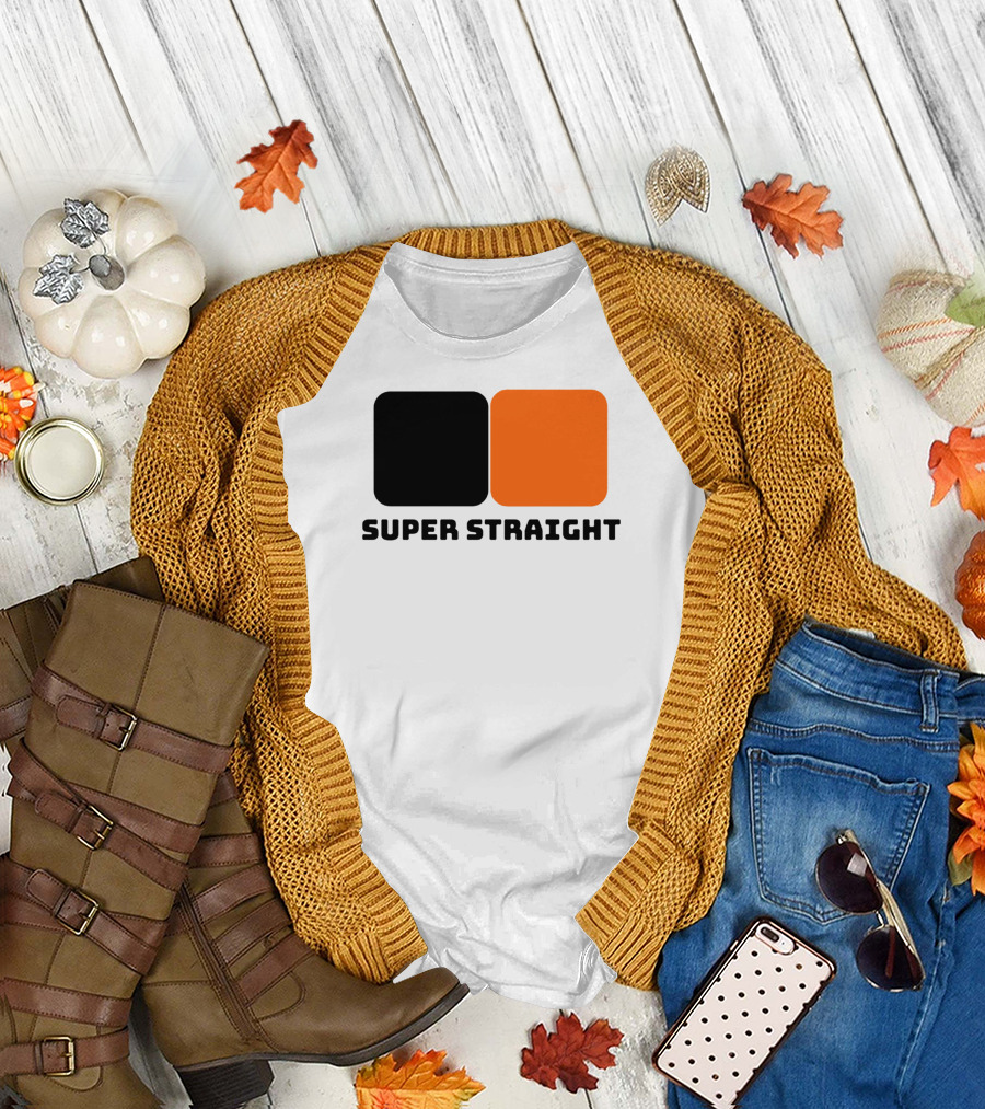 Super Straight Black Orange Square T-Shirt