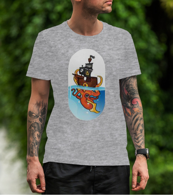 A For Adley Pirate Ship And Orange Octopus Adventure T-Shirt