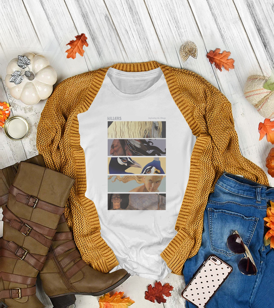 Killers Imploding the Mirage Peacocks Imagery Collage T-Shirt