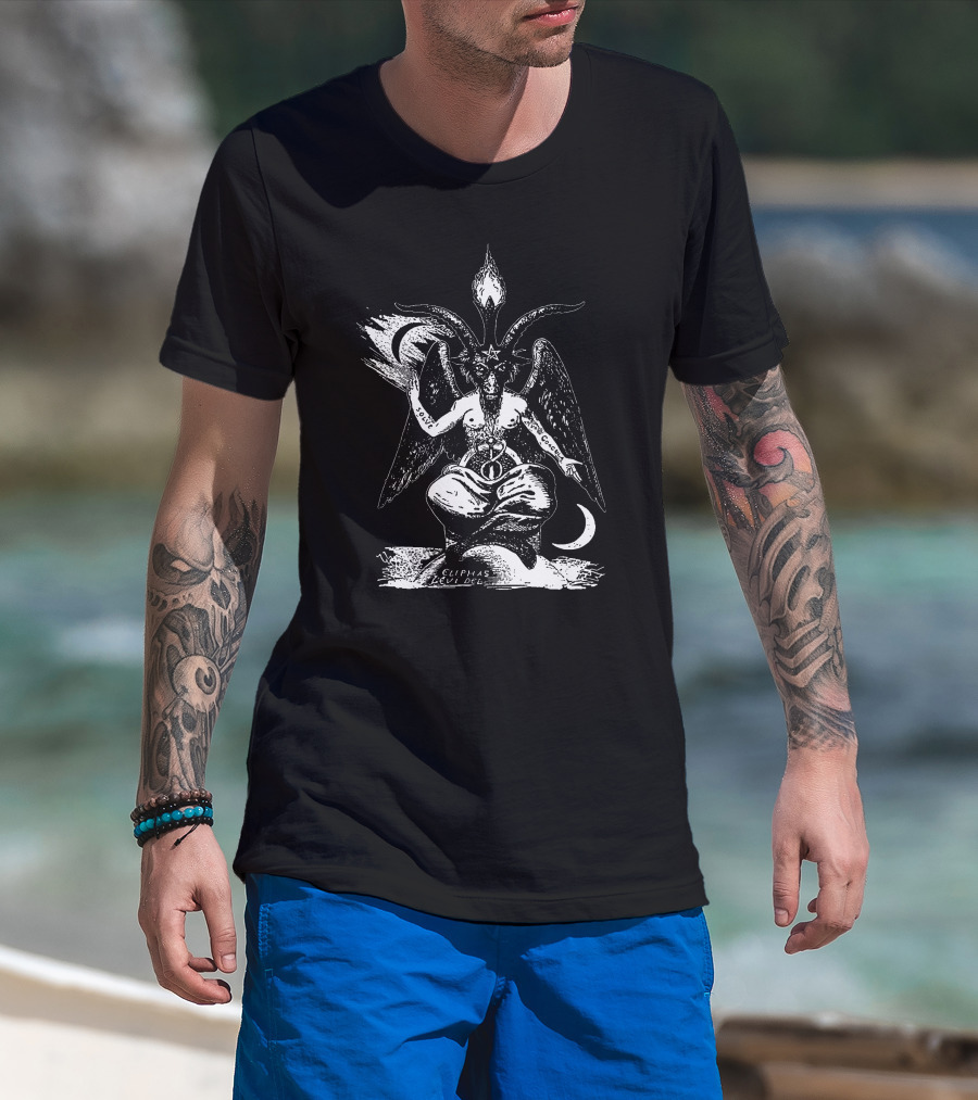 Baphomet Eliphas Levi Symbol With Wings And Crescent Moons T-Shirt
