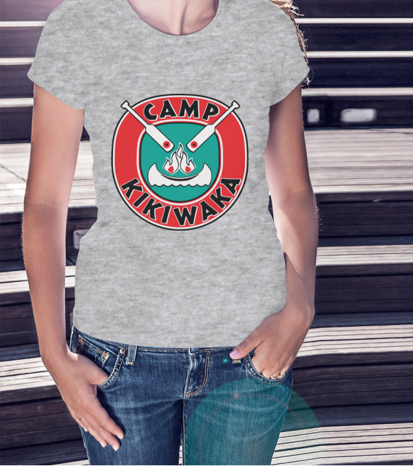 Camp Kikiwaka Logo With Canoe And Campfire Emblem T-Shirt