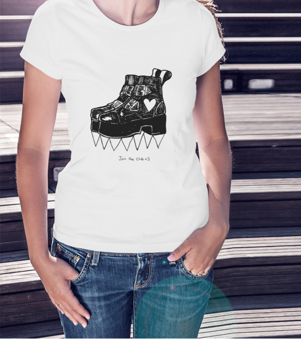 Join The Club Deathstud Boots Merch Heart Platform T-Shirt
